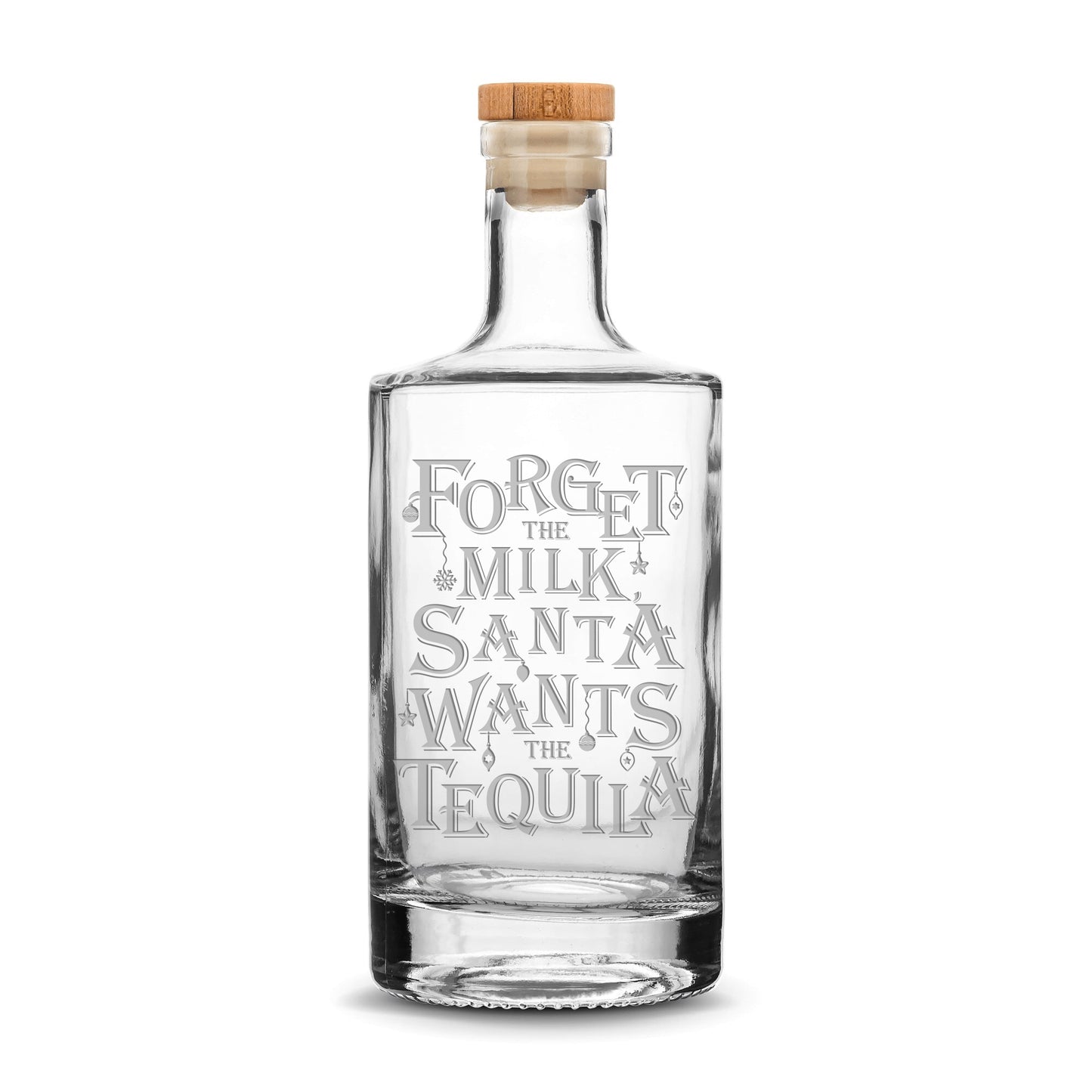Santa Wants The Tequila Jersey Liquor Decanter, 750mL, Laser Etched or Hand Etched