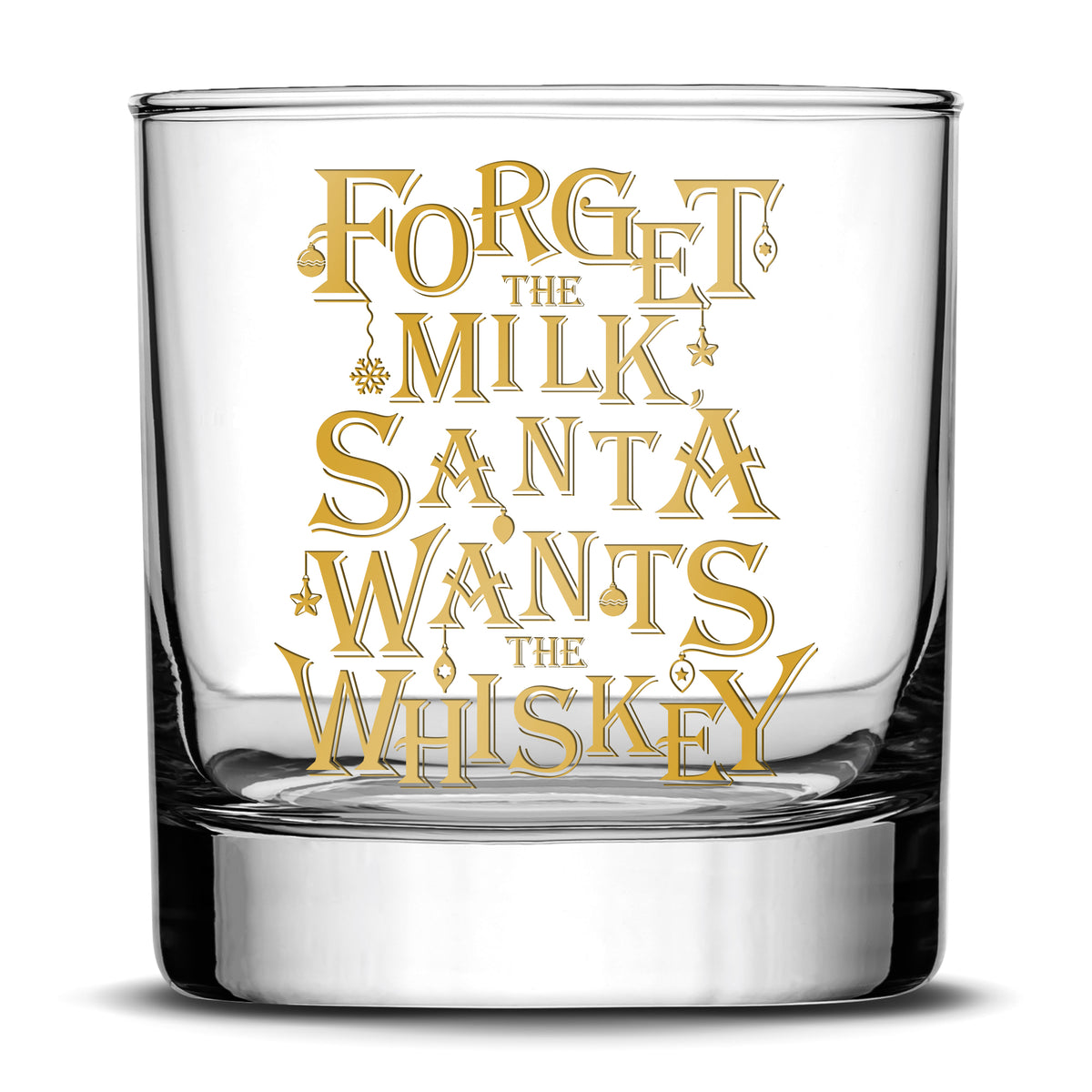 Santa Wants the Whiskey, Laser Etched or Hand Etched 11oz, whiskey glass, Made in USA