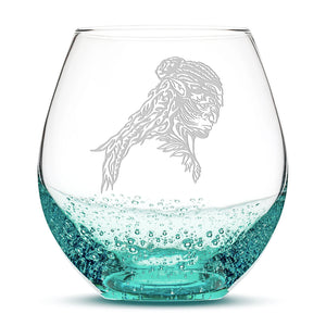 Bubble Wine Glass, Avatar Tonowari, Hand Etched, 18oz