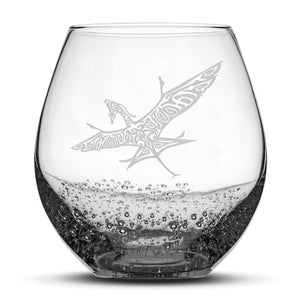 Bubble Wine Glass, Avatar Banshee, Laser Etched or Hand Etched, 18oz