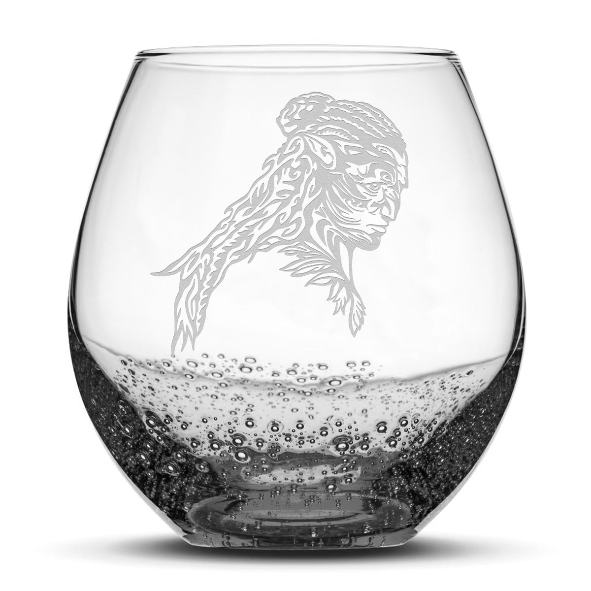 Bubble Wine Glass, Avatar Tonowari, Laser Etched or Hand Etched, 18oz