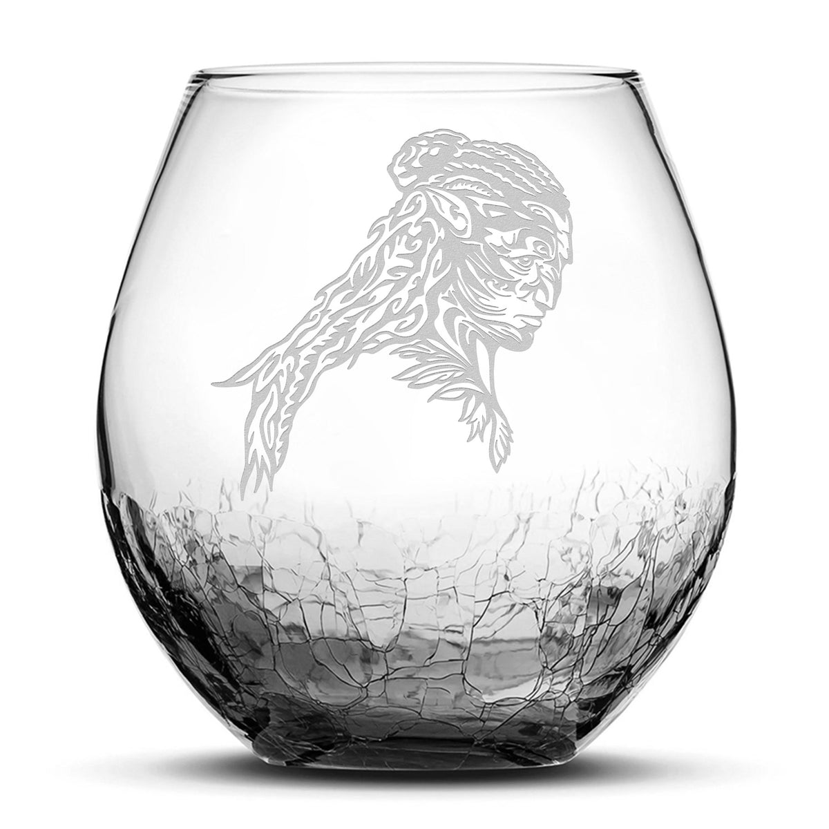 Crackle Wine Glass, Avatar Tonowari, Laser Etched or Hand Etched, 18oz