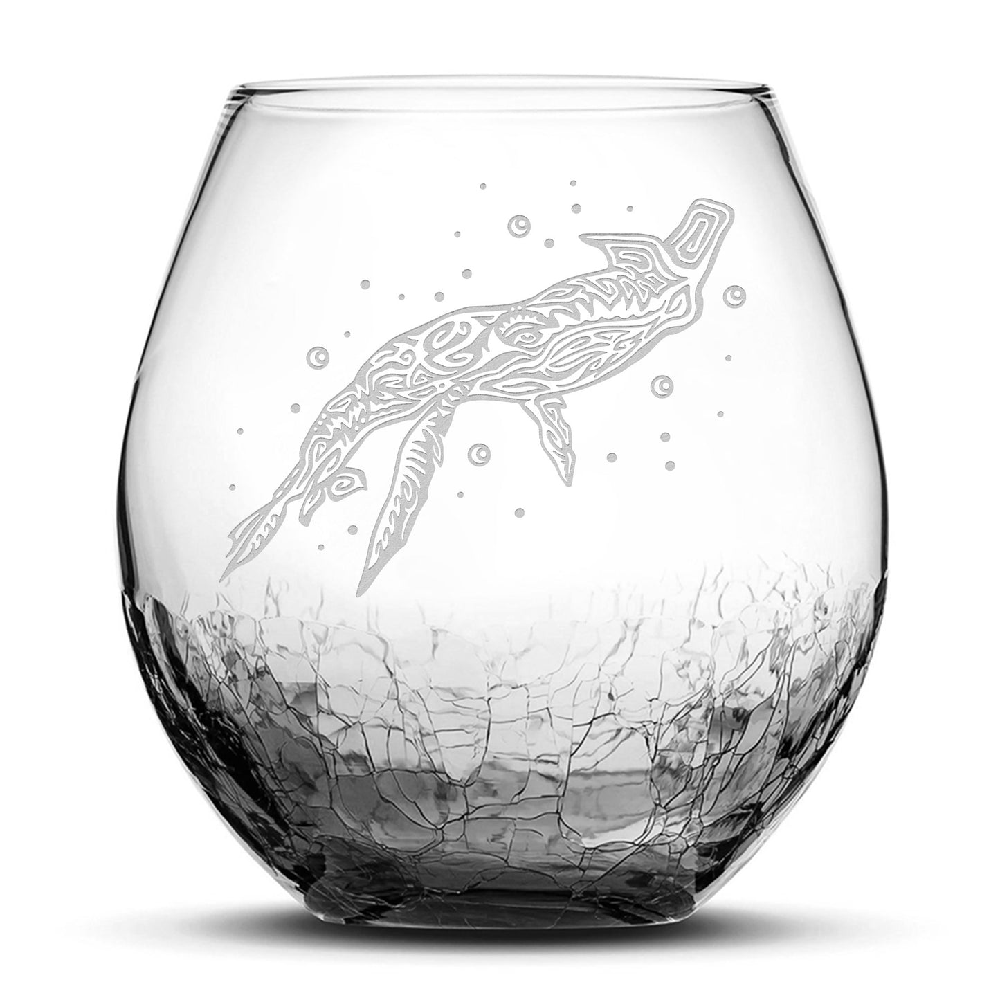 Crackle Wine Glass, Avatar Tulkun, Laser Etched or Hand Etched, 18oz