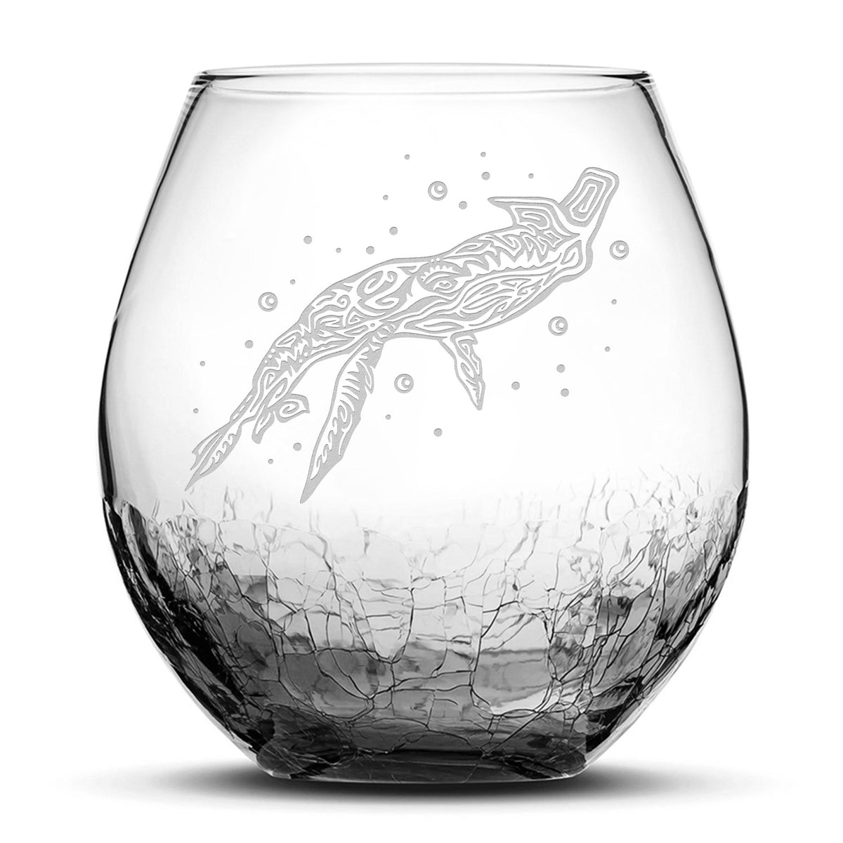 Crackle Wine Glass, Avatar Tulkun, Laser Etched or Hand Etched, 18oz