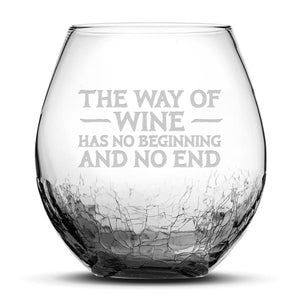 Crackle Wine Glass, Avatar Way of Wine, Hand Etched, 18oz