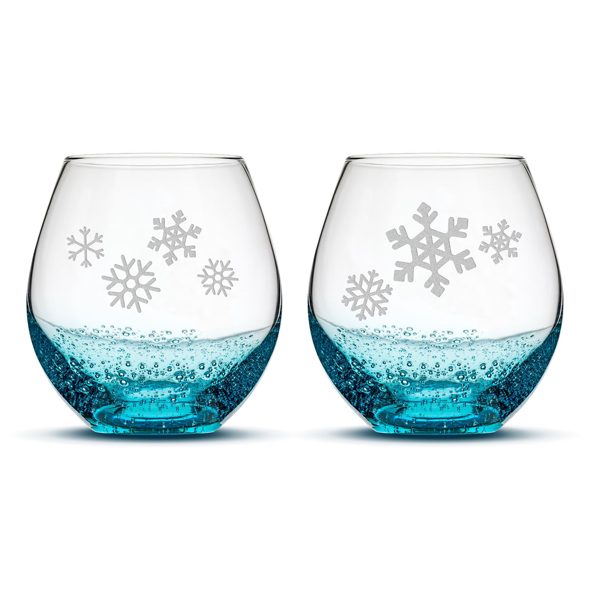 Bubble Wine Glasses, Snowflakes 1, Set of 2