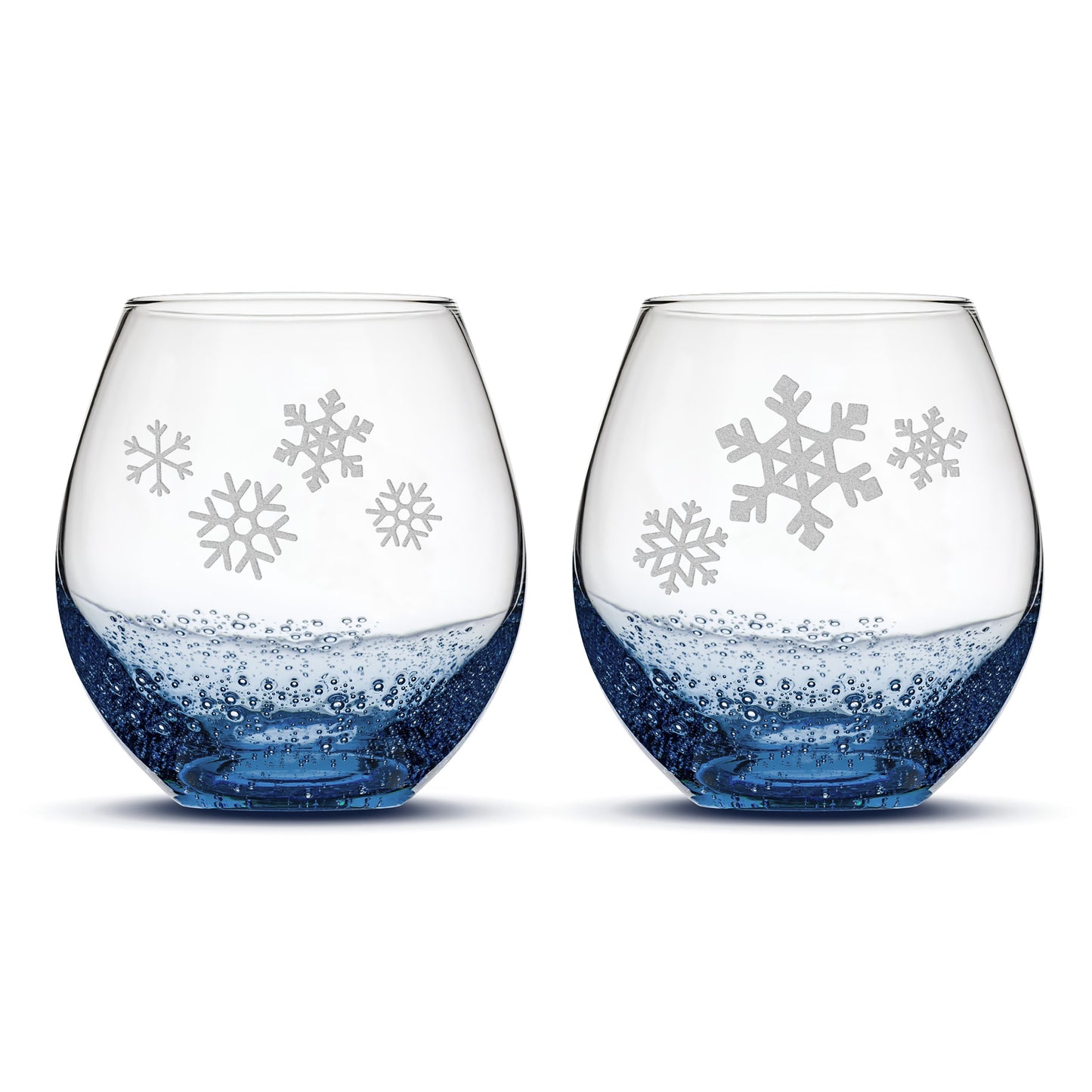 Bubble Wine Glasses, Snowflakes 1, Set of 2
