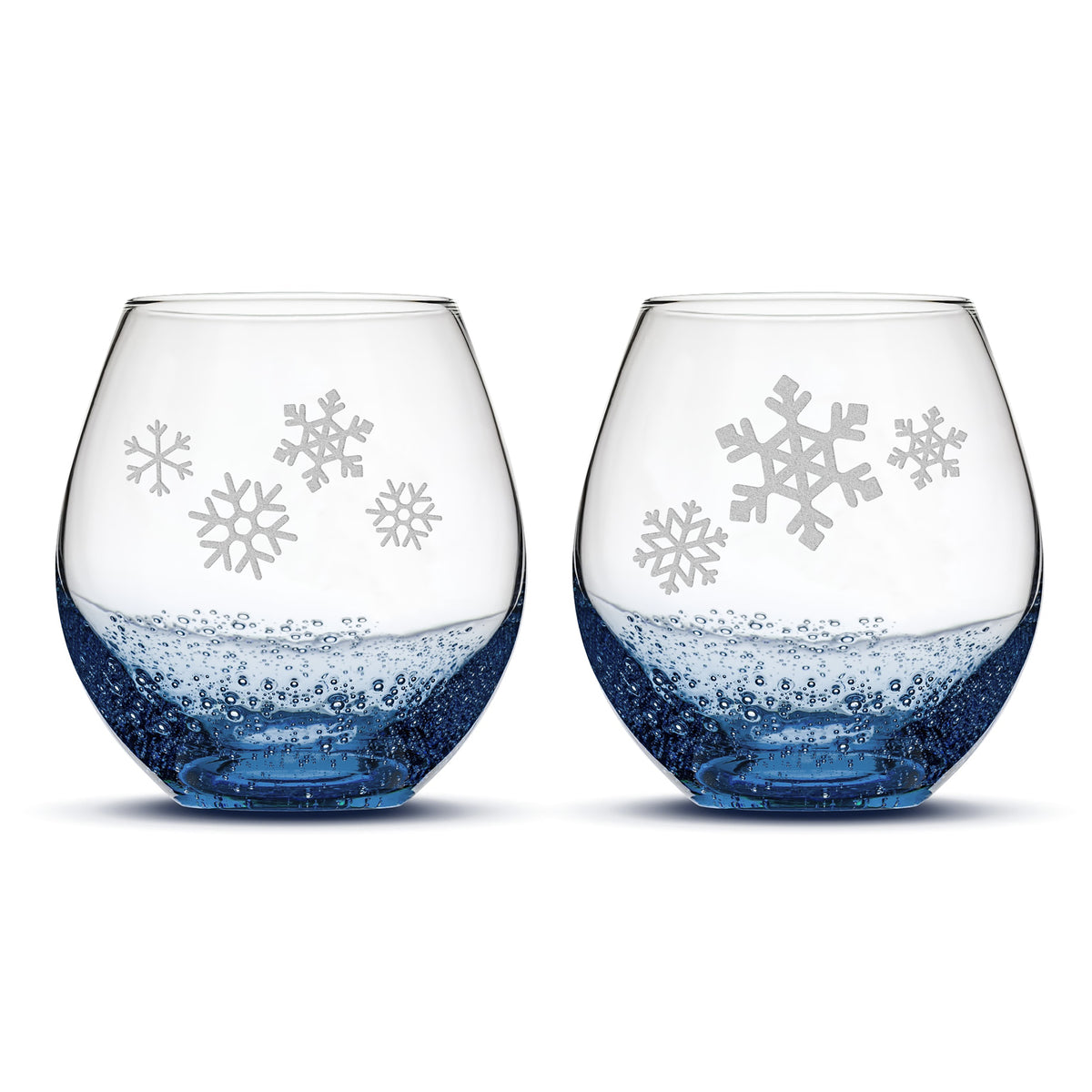 Bubble Wine Glasses, Snowflakes 1, Set of 2