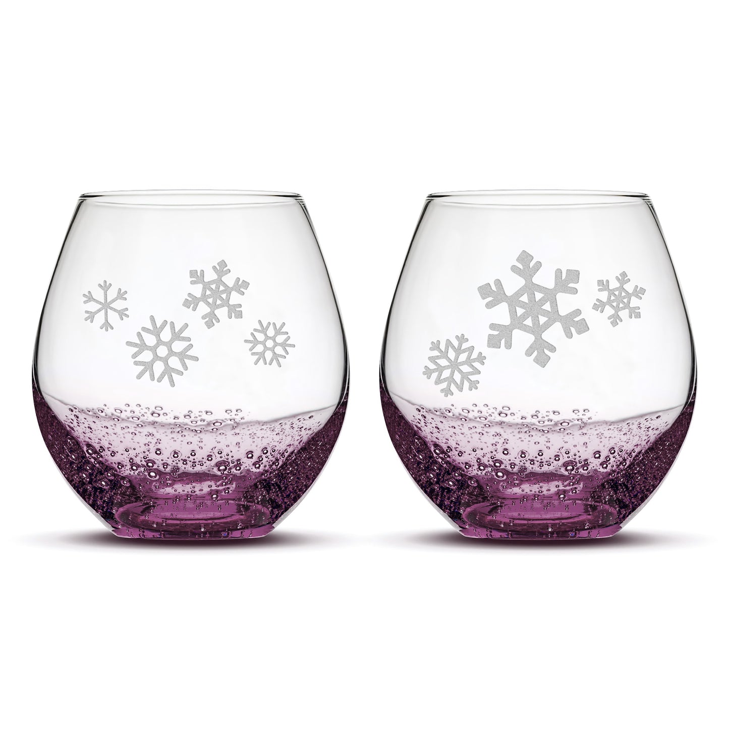 Bubble Wine Glasses, Snowflakes 1, Set of 2