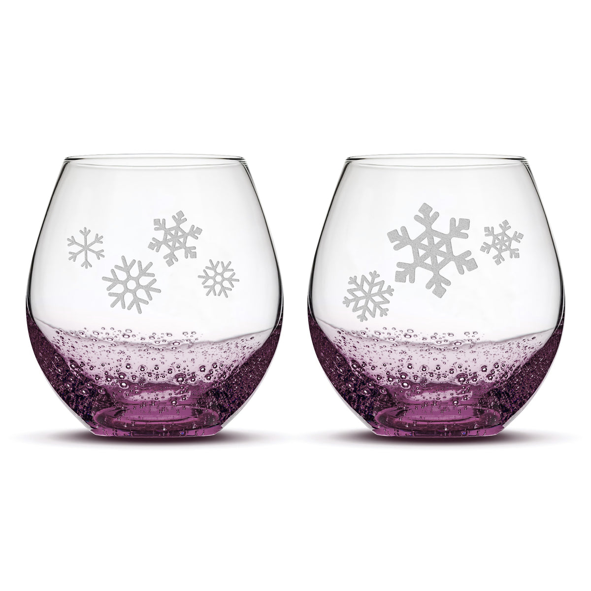 Bubble Wine Glasses, Snowflakes 1, Set of 2