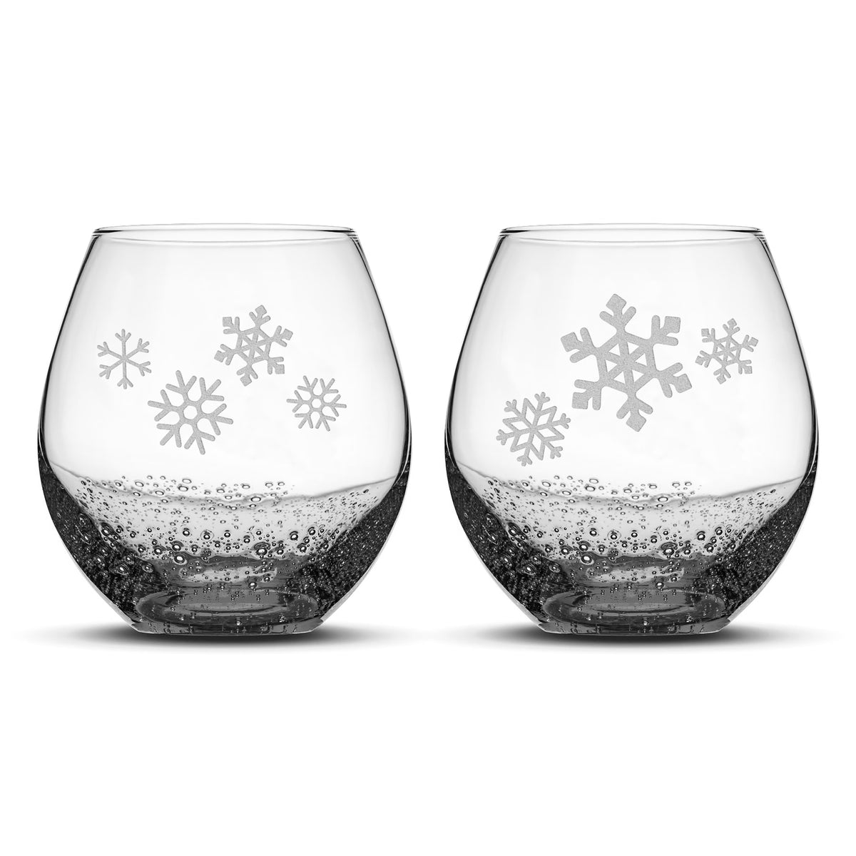 Bubble Wine Glasses, Snowflakes 1, Set of 2