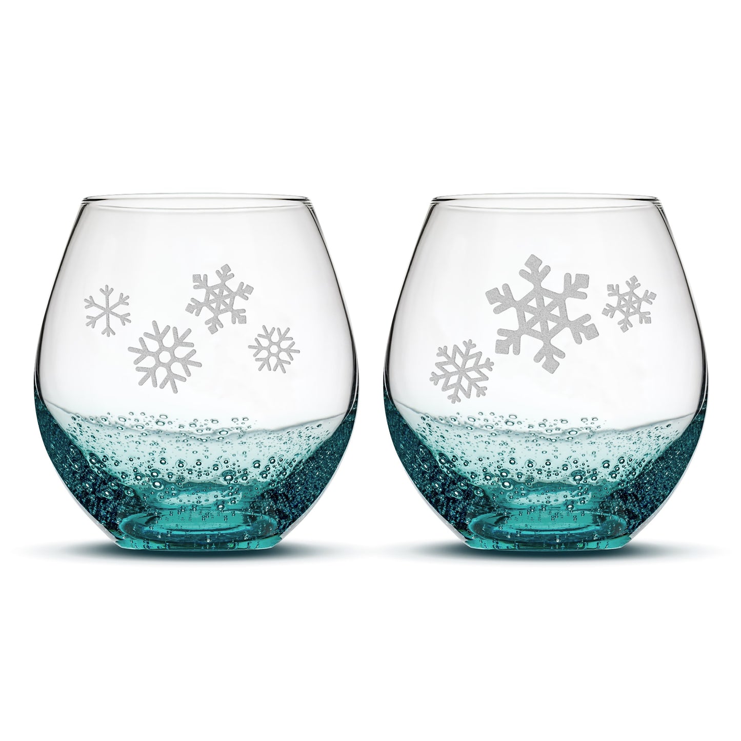Bubble Wine Glasses, Snowflakes 1, Set of 2