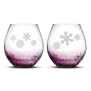 Crackle Wine Glasses, Snowflakes 1, Set of 2