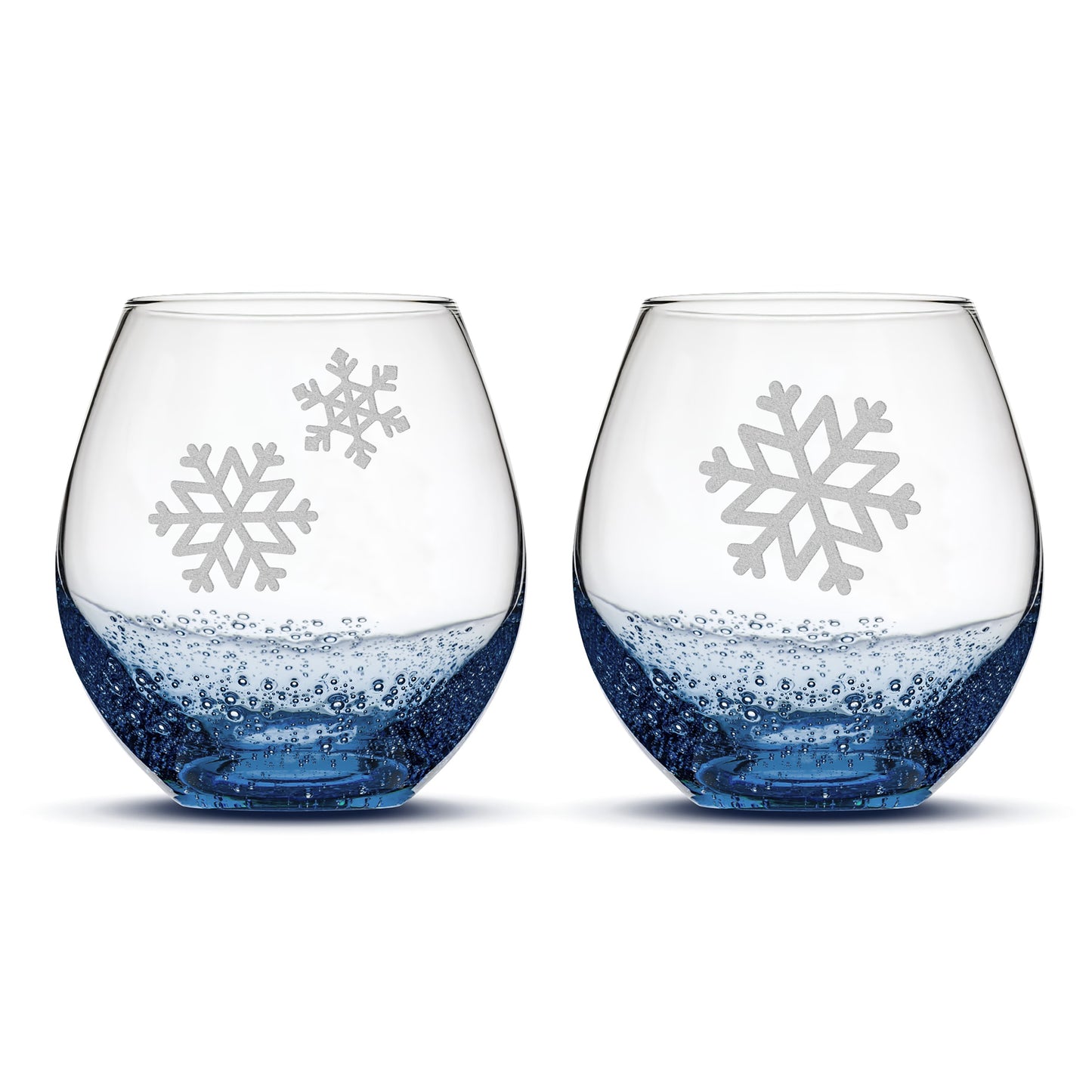 Bubble Wine Glasses, Snowflakes 2, Set of 2