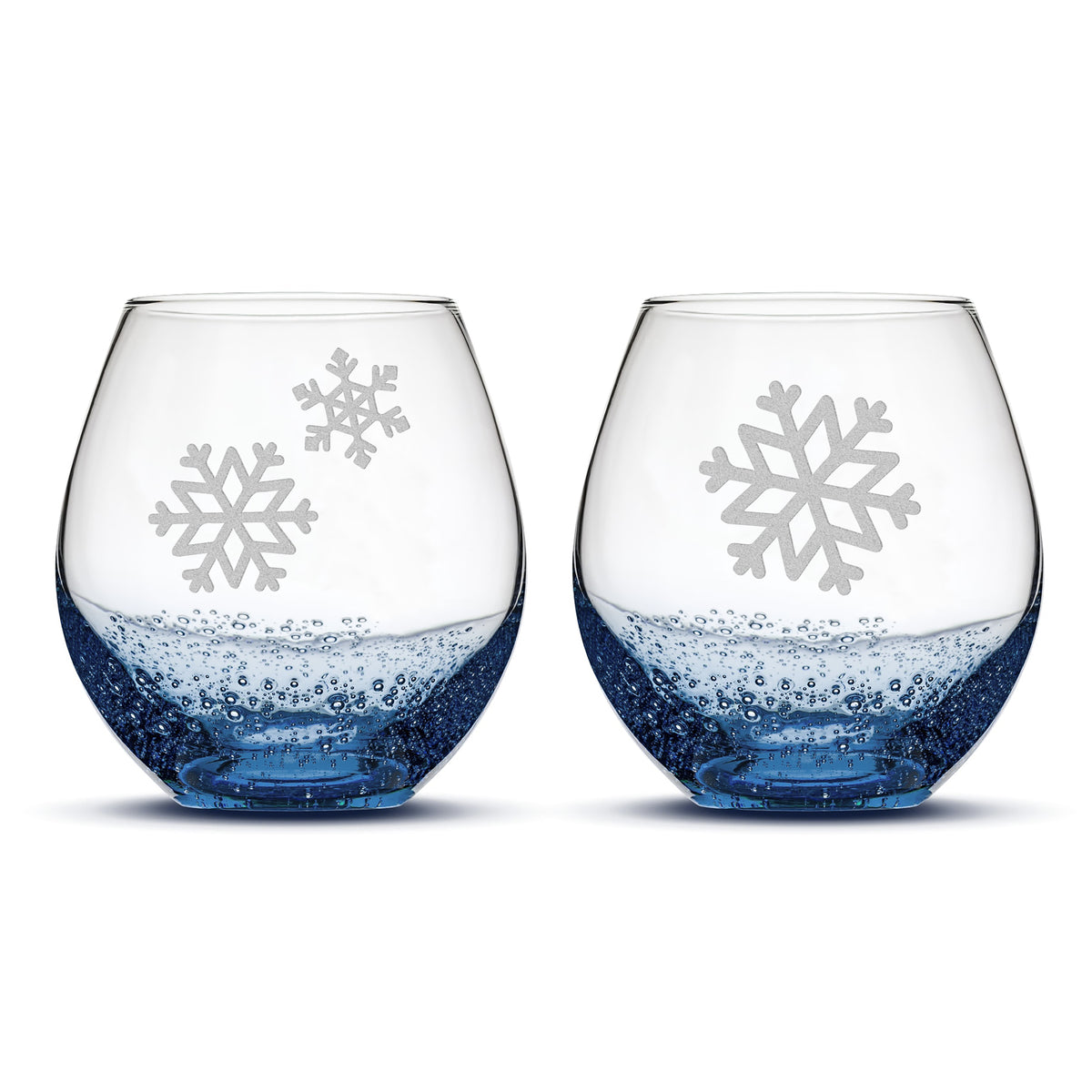 Bubble Wine Glasses, Snowflakes 2, Set of 2