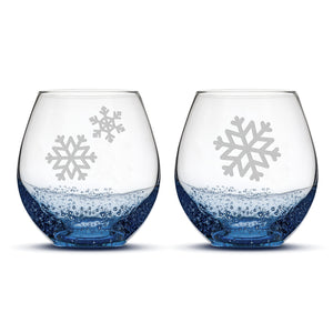 Bubble Wine Glasses, Snowflakes 2, Set of 2
