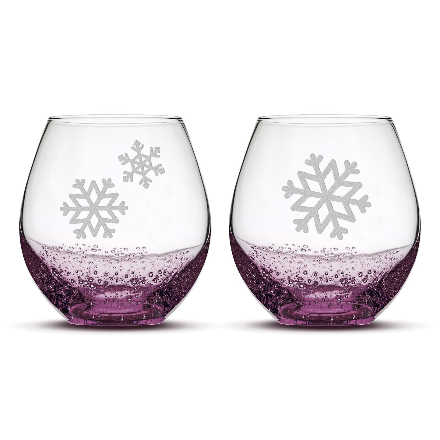 Bubble Wine Glasses, Snowflakes 2, Set of 2