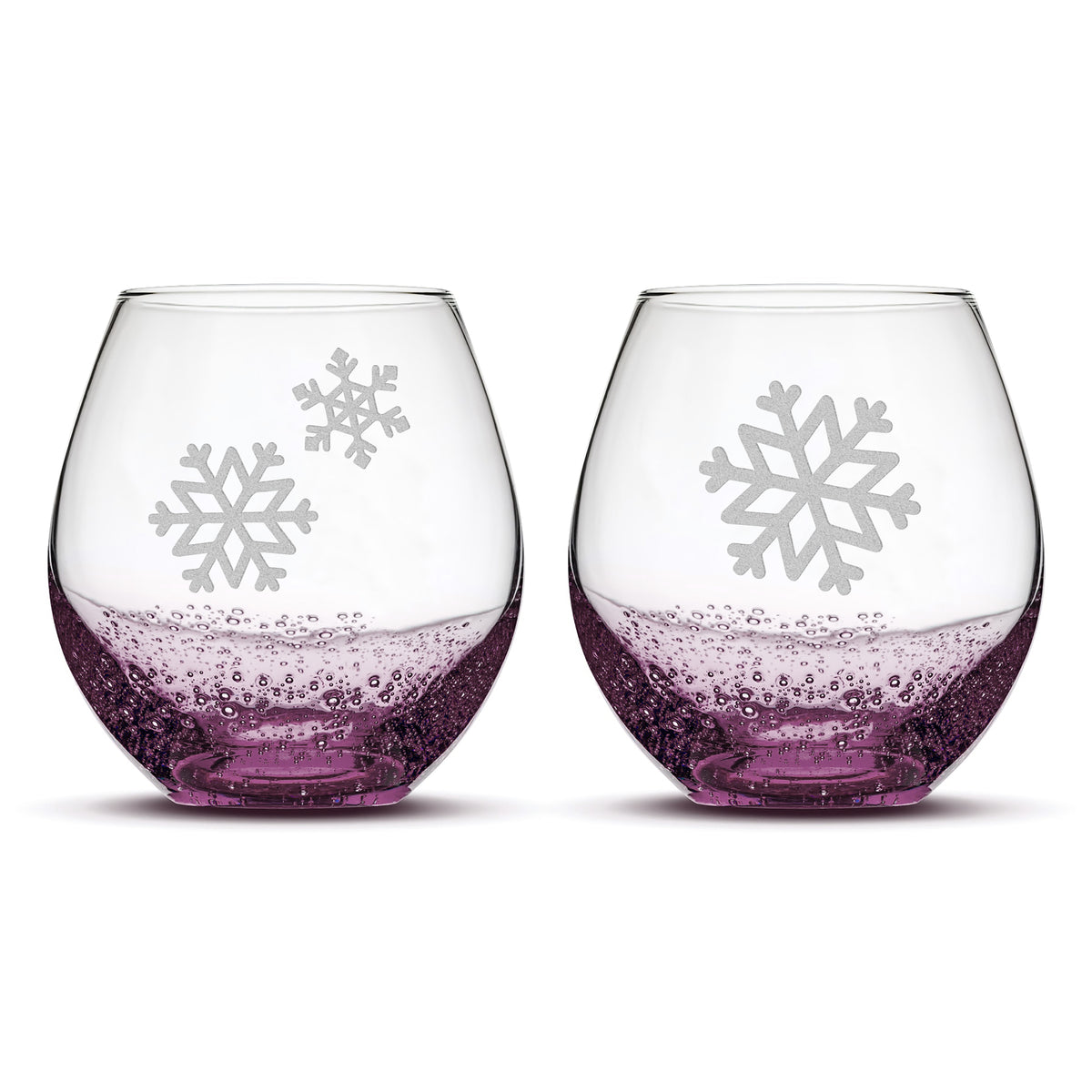 Bubble Wine Glasses, Snowflakes 2, Set of 2