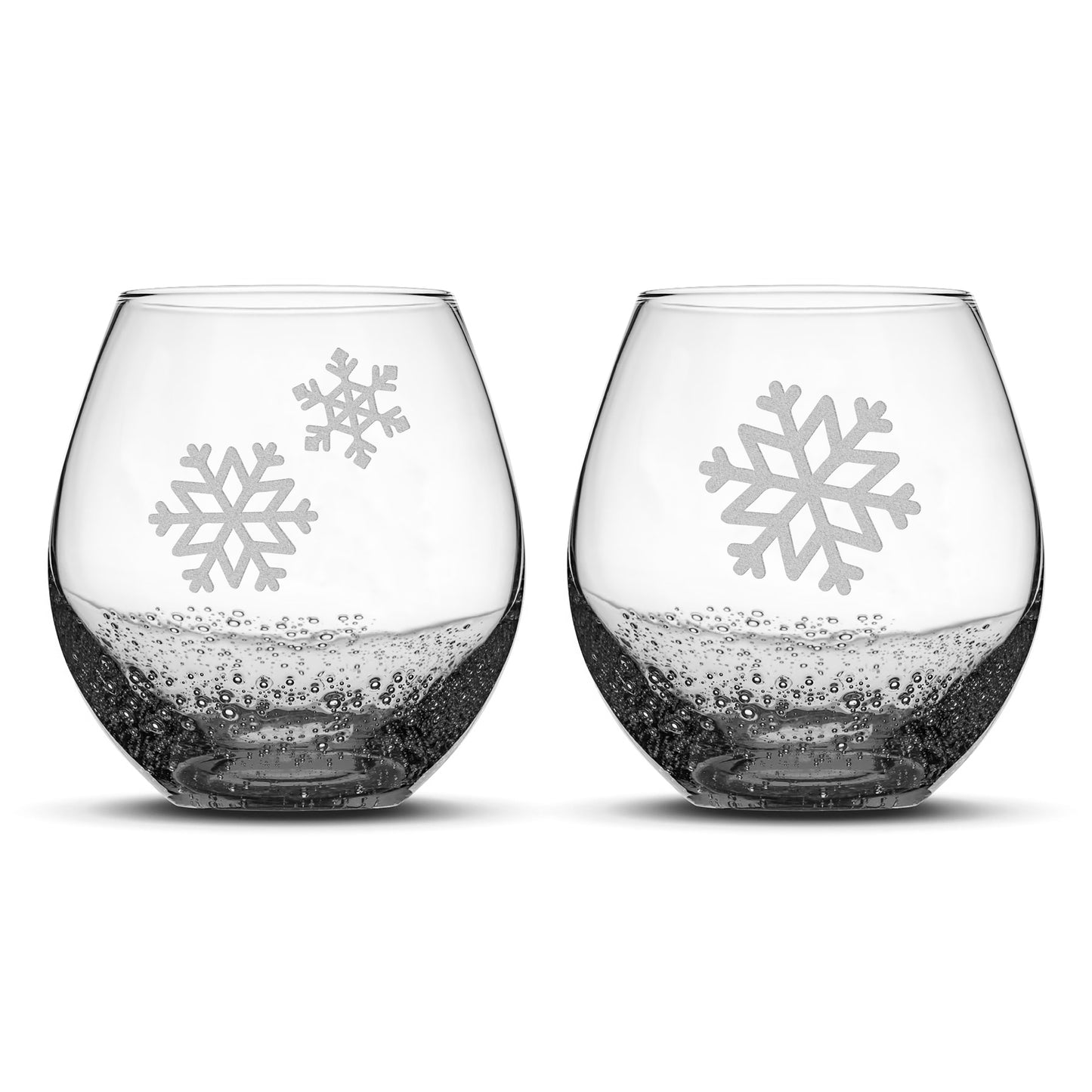 Bubble Wine Glasses, Snowflakes 2, Set of 2