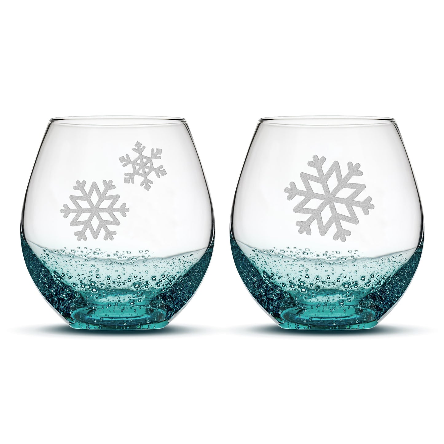 Bubble Wine Glasses, Snowflakes 2, Set of 2