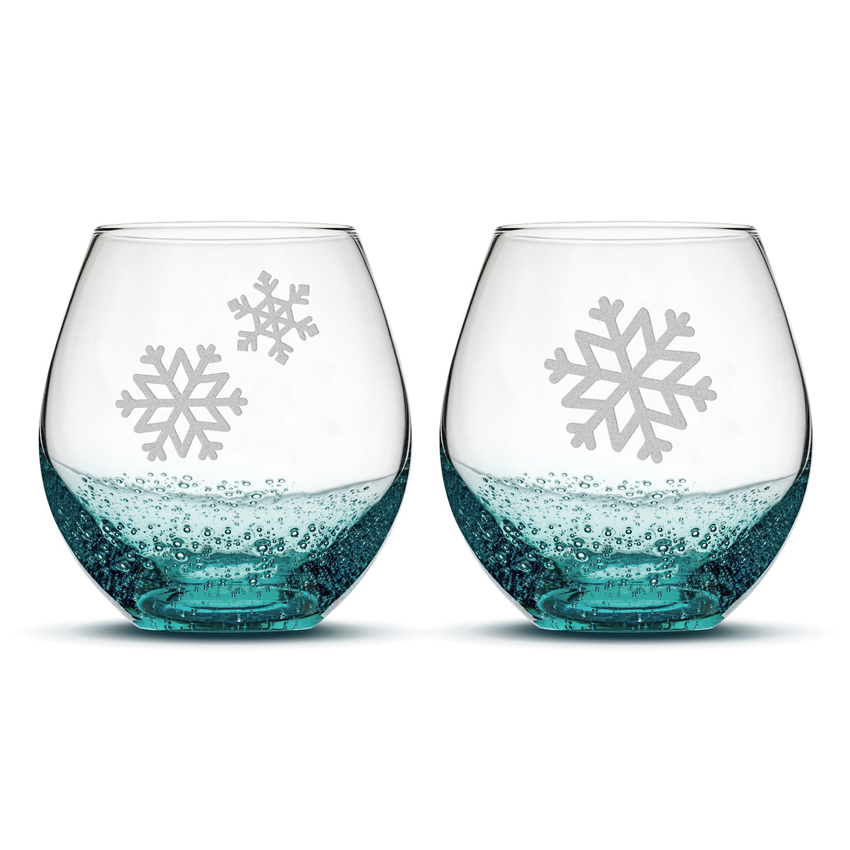 Bubble Wine Glasses, Snowflakes 2, Set of 2
