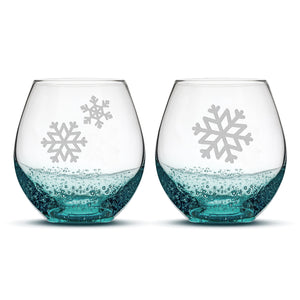 Bubble Wine Glasses, Snowflakes 2, Set of 2