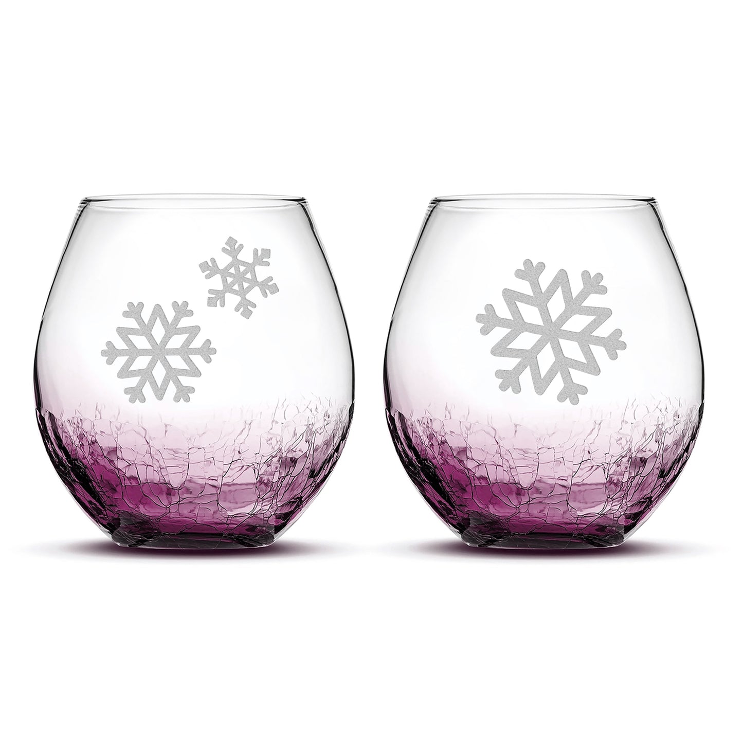 Crackle Wine Glasses, Snowflakes 2, Set of 2