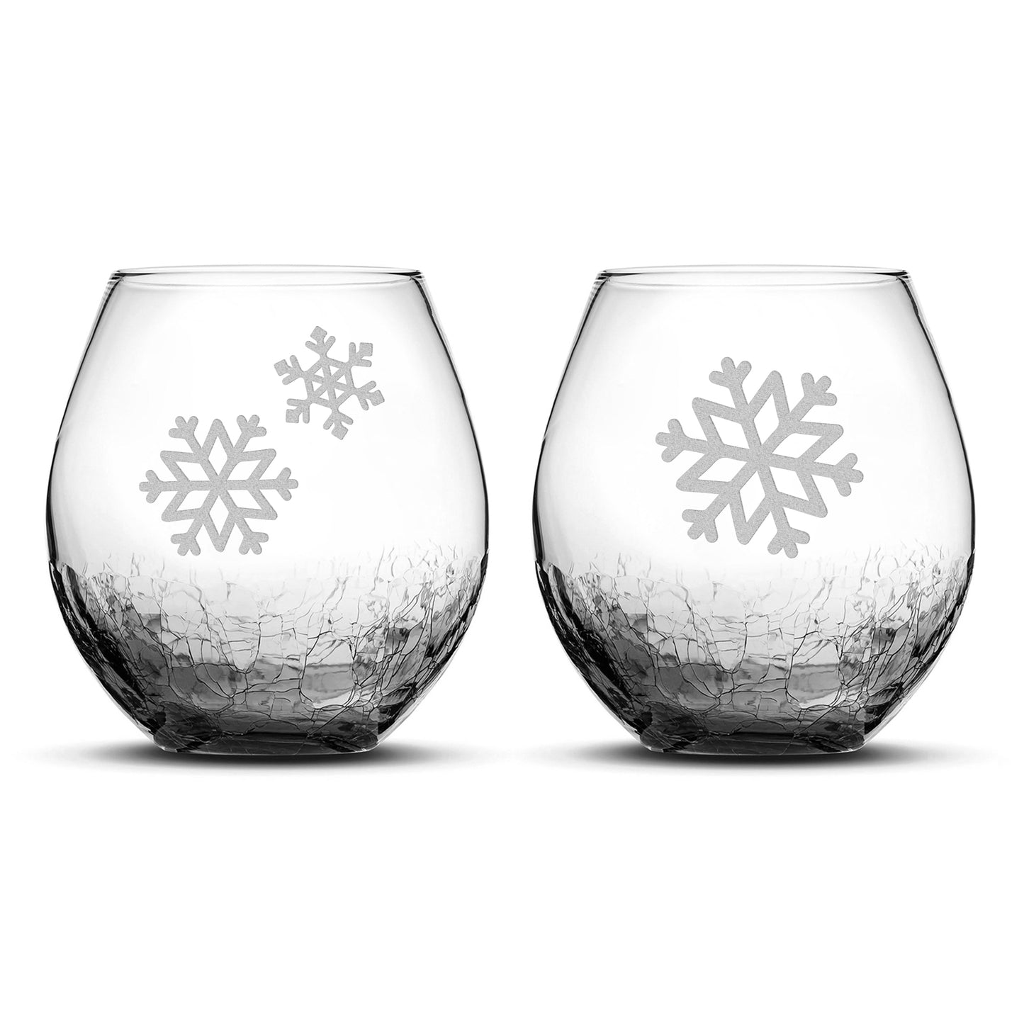 Crackle Wine Glasses, Snowflakes 2, Set of 2