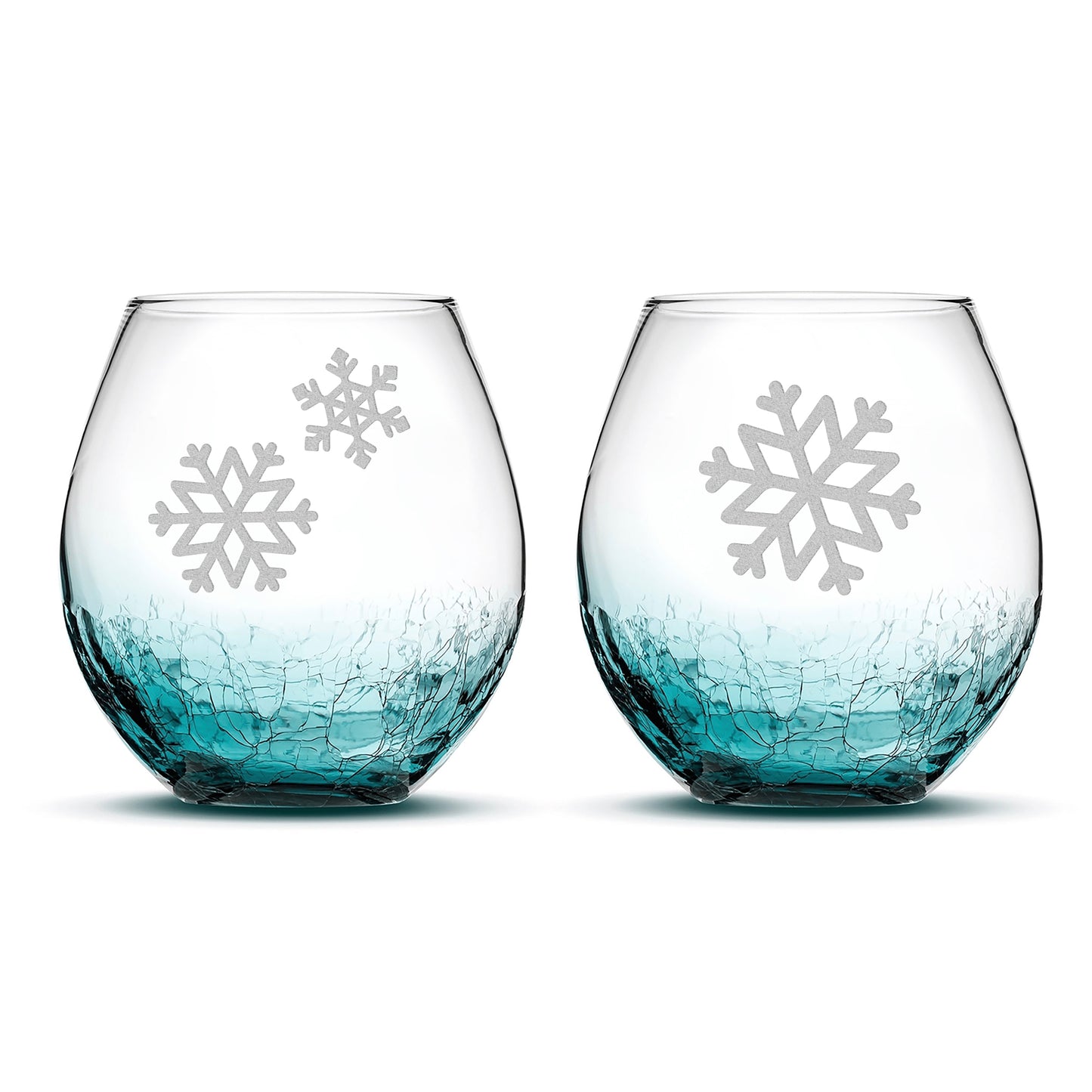 Crackle Wine Glasses, Snowflakes 2, Set of 2