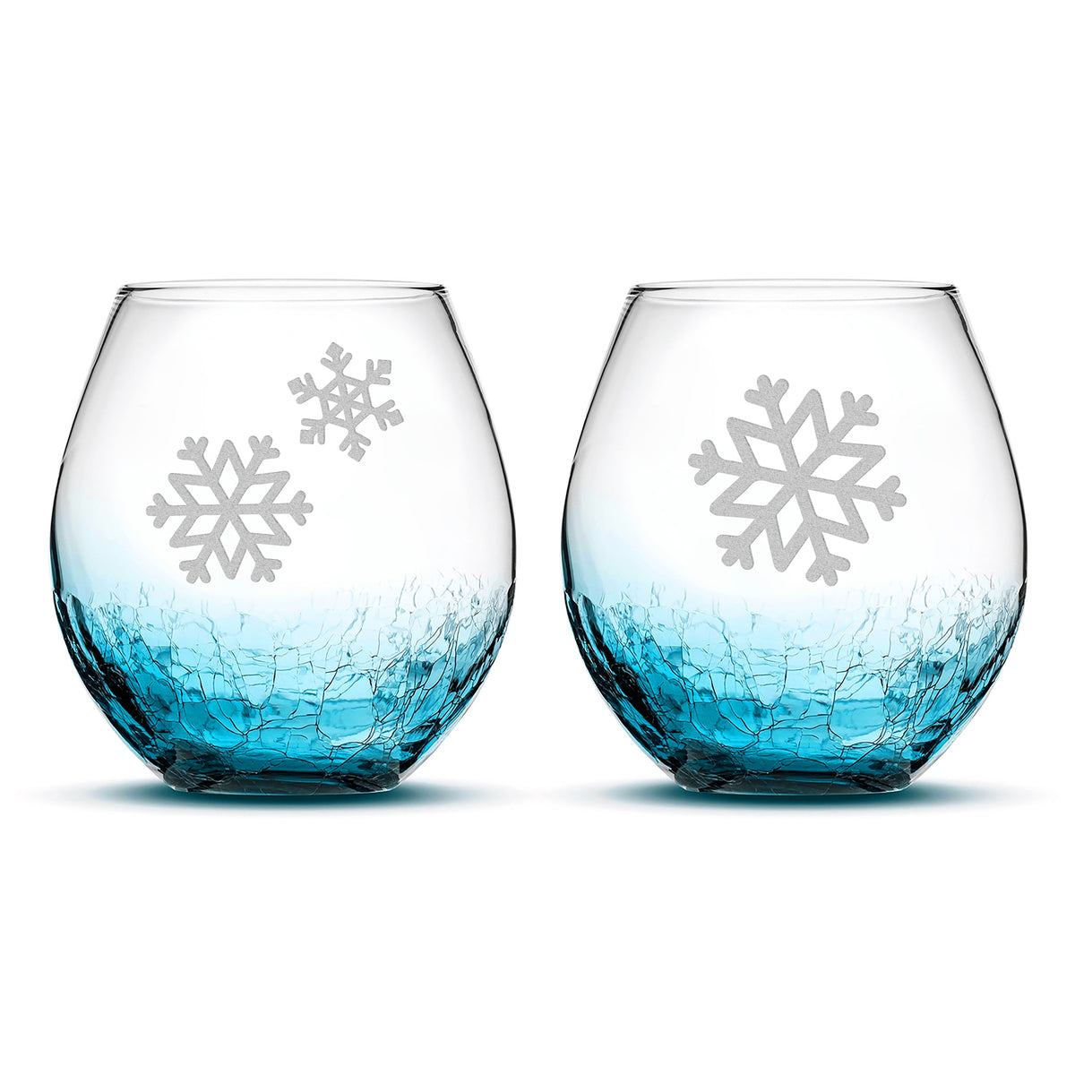 Crackle Wine Glasses, Snowflakes 2, Set of 2