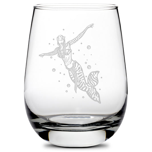 Premium Wine Glass, Avatar Mermaid, 16oz, Laser Etched or Hand Etched