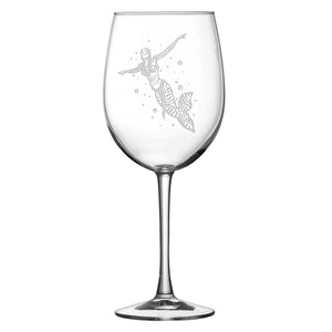 Premium Wine Glass, Avatar Mermaid, 16oz, Laser Etched or Hand Etched