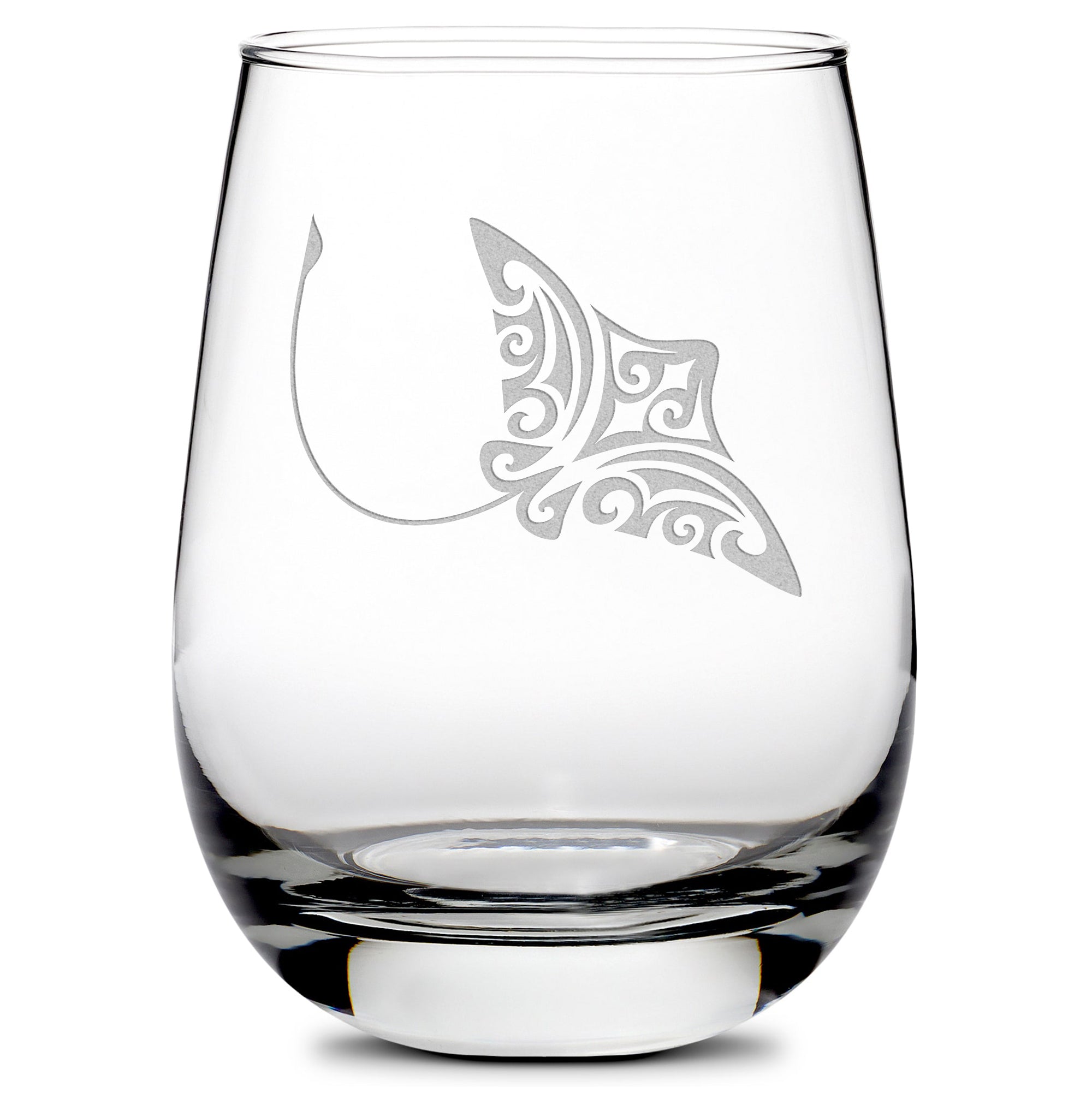Premium Wine Glass, Stingray Design, 16oz