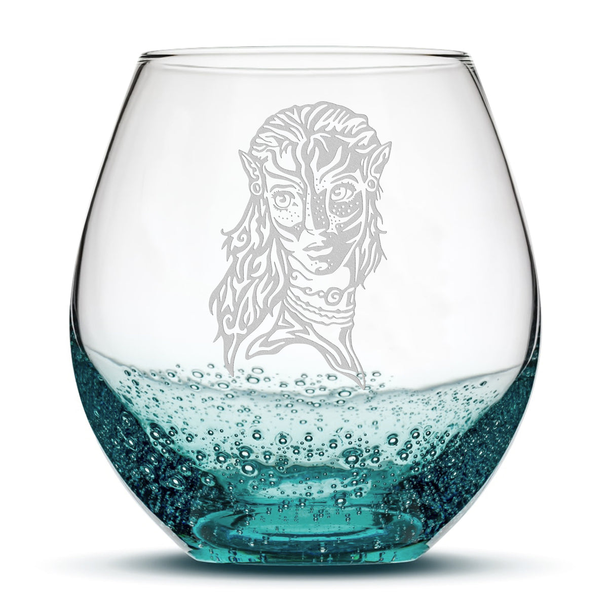 Bubble Wine Glass, Avatar Neytiri, Laser Etched or Hand Etched, 18oz
