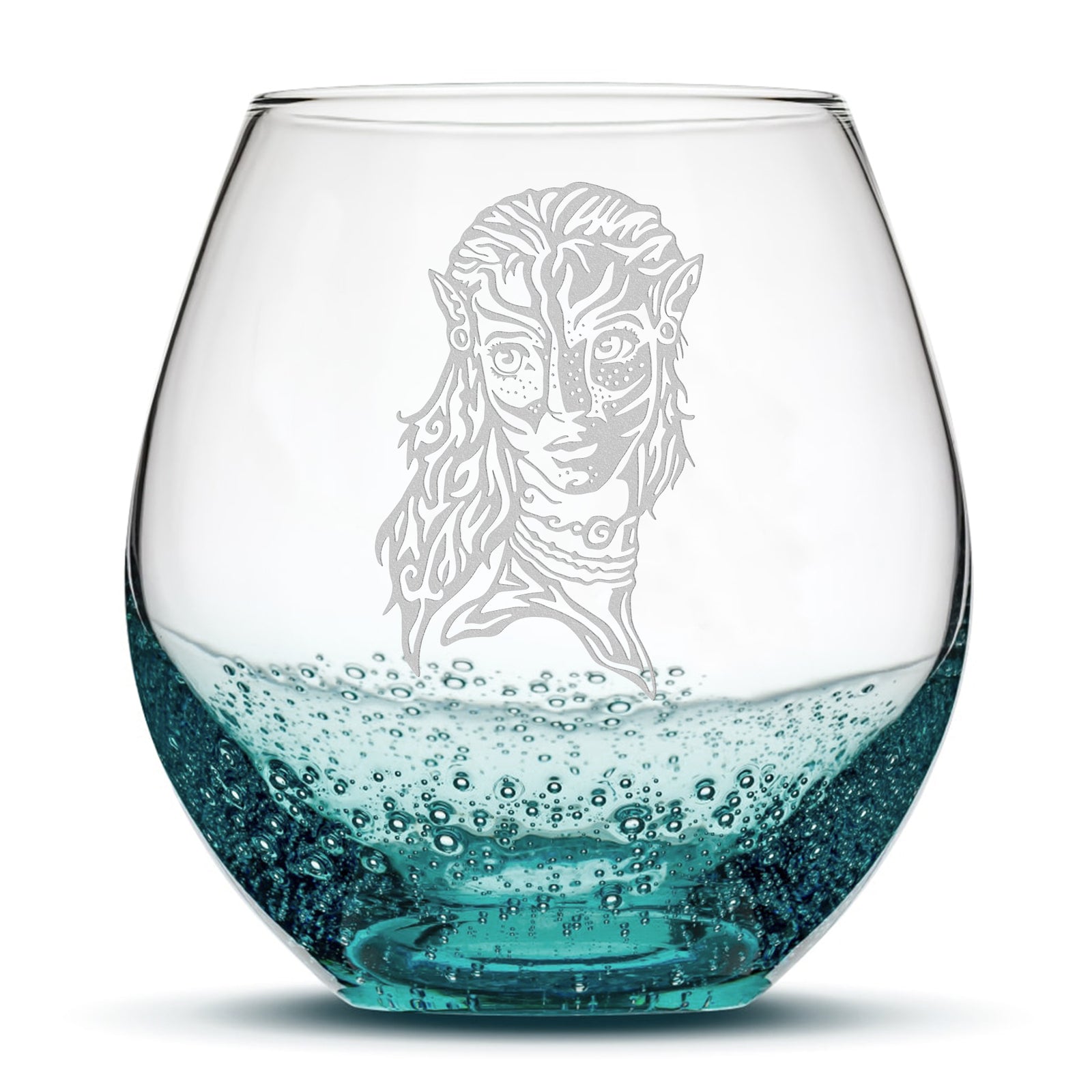 Bubble Wine Glass, Avatar Neytiri, Laser Etched or Hand Etched, 18oz
