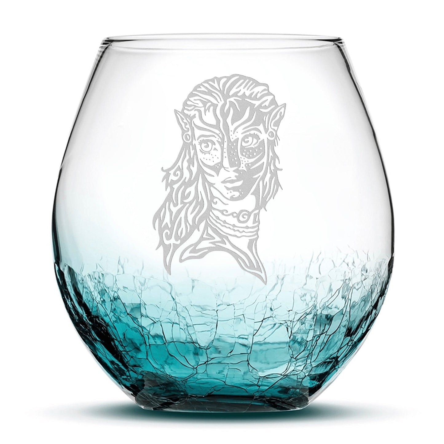 Crackle Wine Glass, Avatar Neytiri, Laser Etched or Hand Etched, 18oz