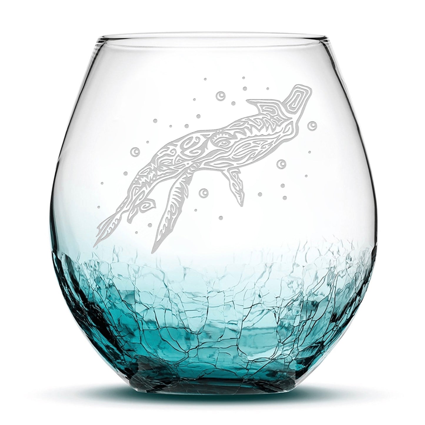 Crackle Wine Glass, Avatar Tulkun, Laser Etched or Hand Etched, 18oz