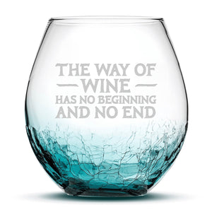 Crackle Wine Glass, Avatar Way of Wine, Laser Etched or Hand Etched, 18oz