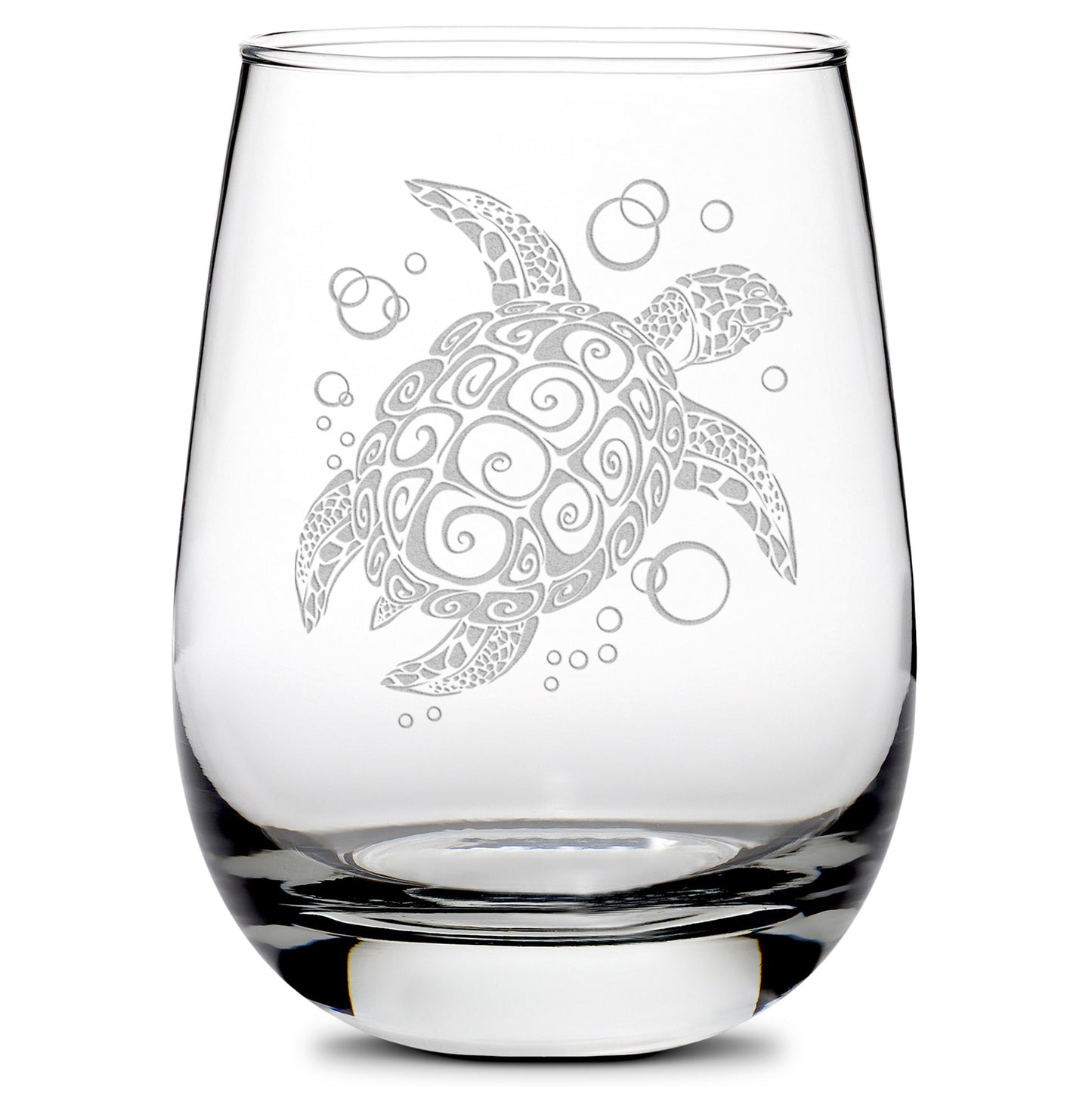 Premium Wine Glass, Sea Turtle Design, 16oz, Laser Etched or Hand Etched