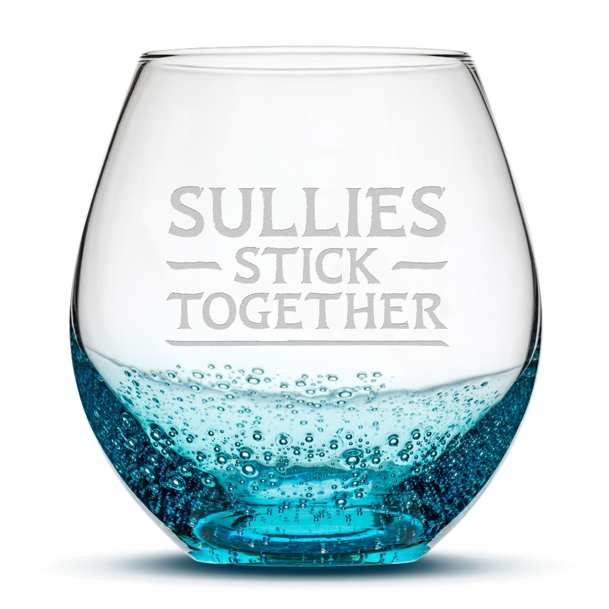 Bubble Wine Glass, Avatar Sullies Stick Together, Laser Etched or Hand Etched, 18oz