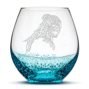 Bubble Wine Glass, Avatar Tonowari, Laser Etched or Hand Etched, 18oz