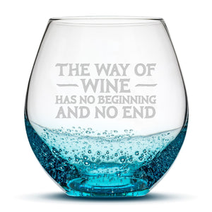 Bubble Wine Glass, Avatar Way of Wine, Hand Etched, 18oz