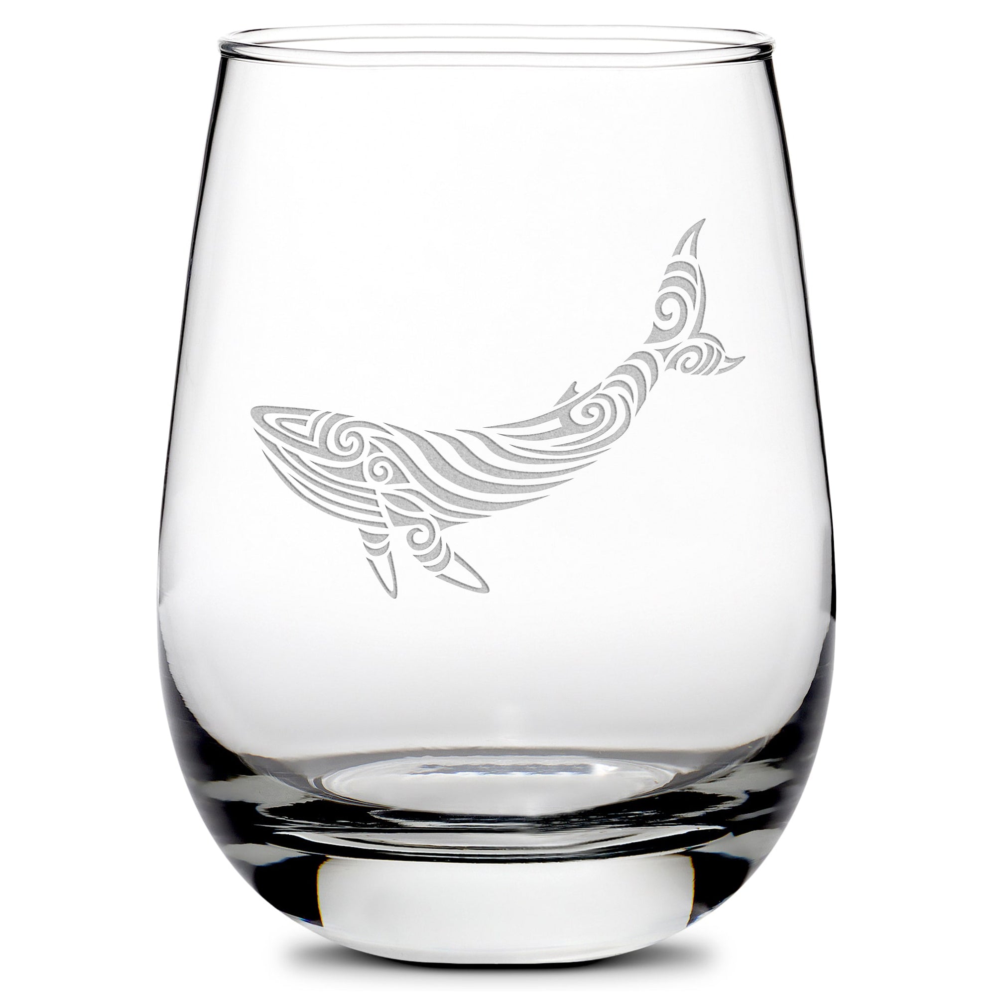Premium Wine Glass, Whale Design, 16oz, Laser Etched or Hand Etched