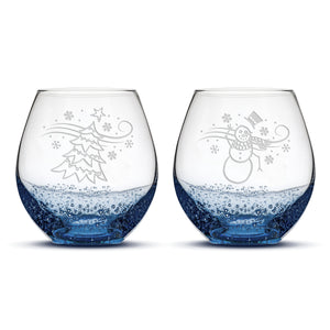 Bubble Wine Glasses, Windy Christmas, Set of 2