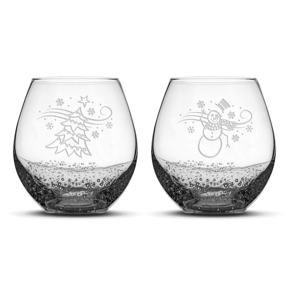 Bubble Wine Glasses, Windy Christmas, Set of 2