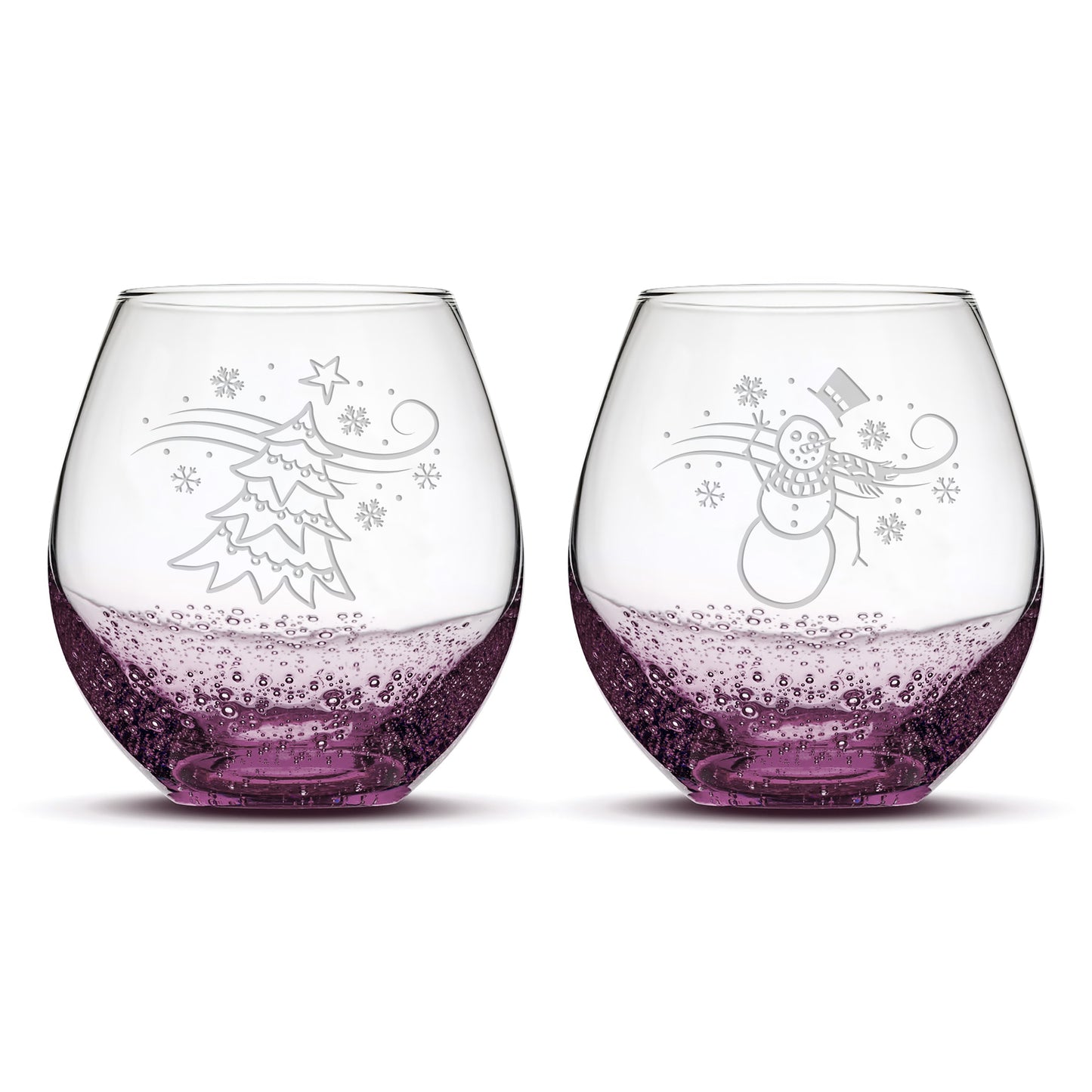 Bubble Wine Glasses, Windy Christmas, Set of 2