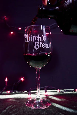 Premium, "Witch's Brew", Tulip Wine Glass, (With Stem), Laser Etched or Hand Etched