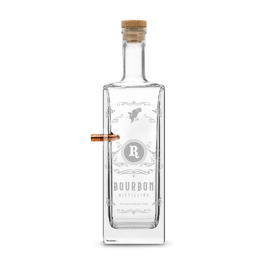 Integrity Bottles, Customizable Freedom Bourbon, Premium 50. Caliber Liberty Style Liquor Decanter, Handmade, Handblown, Hand Etched Gifts, Sand Carved, 750ml, Laser Etched or Hand Etched