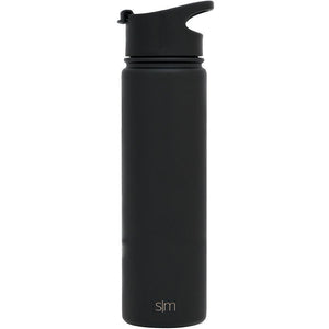 Black Custom Etched Simple Modern Summit Water Bottle, 22 Ounce by Integrity Bottles