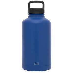 Blue Custom Etched Simple Modern Summit Water Bottle, 64 Ounce by Integrity Bottles